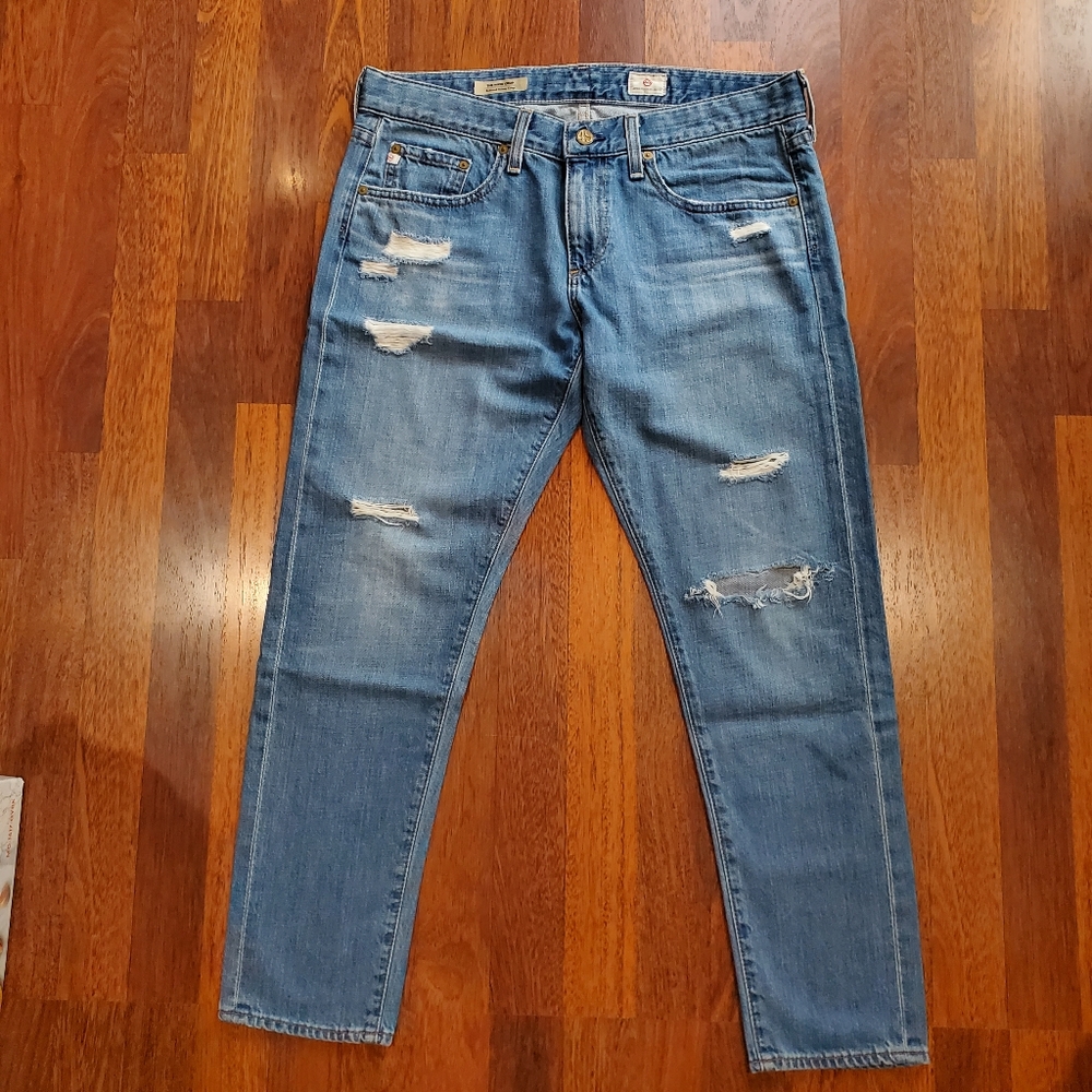 AG Adriano Goldschmied The Nikki Crop Relaxed Skinny Jeans size 29 Distressed